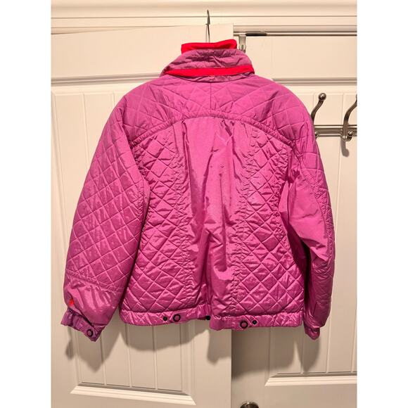 90's Roffe Skiwear Neon Pink Geometric pattern ski jacket Womens 10 - Picture 3 of 9